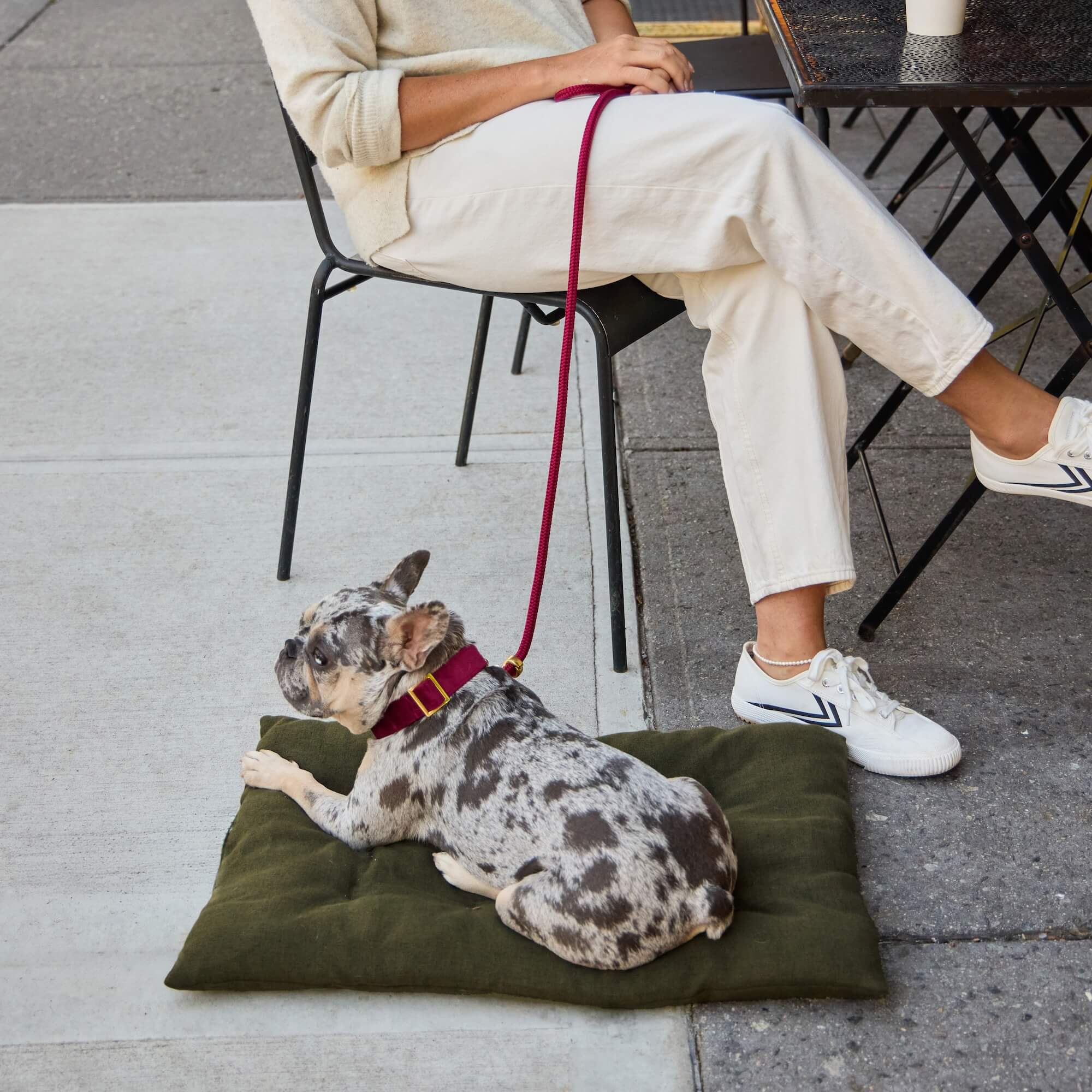 Olive Flannel Bolster Dog Bed