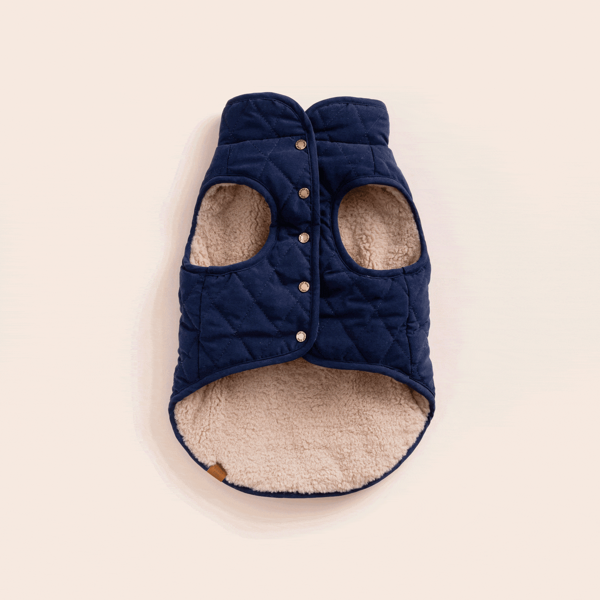 Navy Sherpa-Lined Reversible Dog Jacket