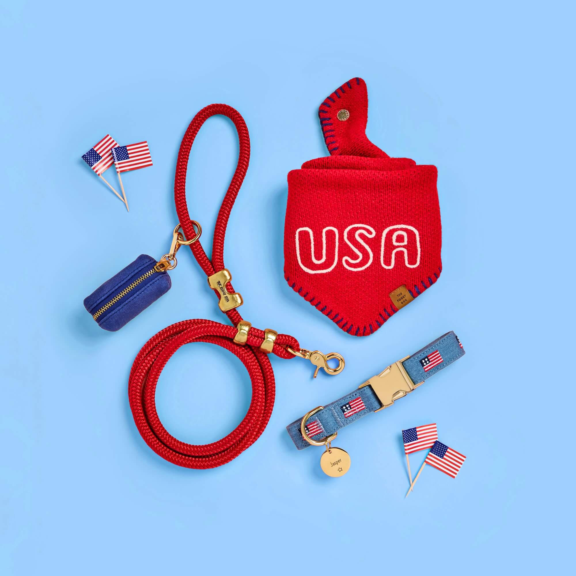 American Flag Embroidered Dog Collar