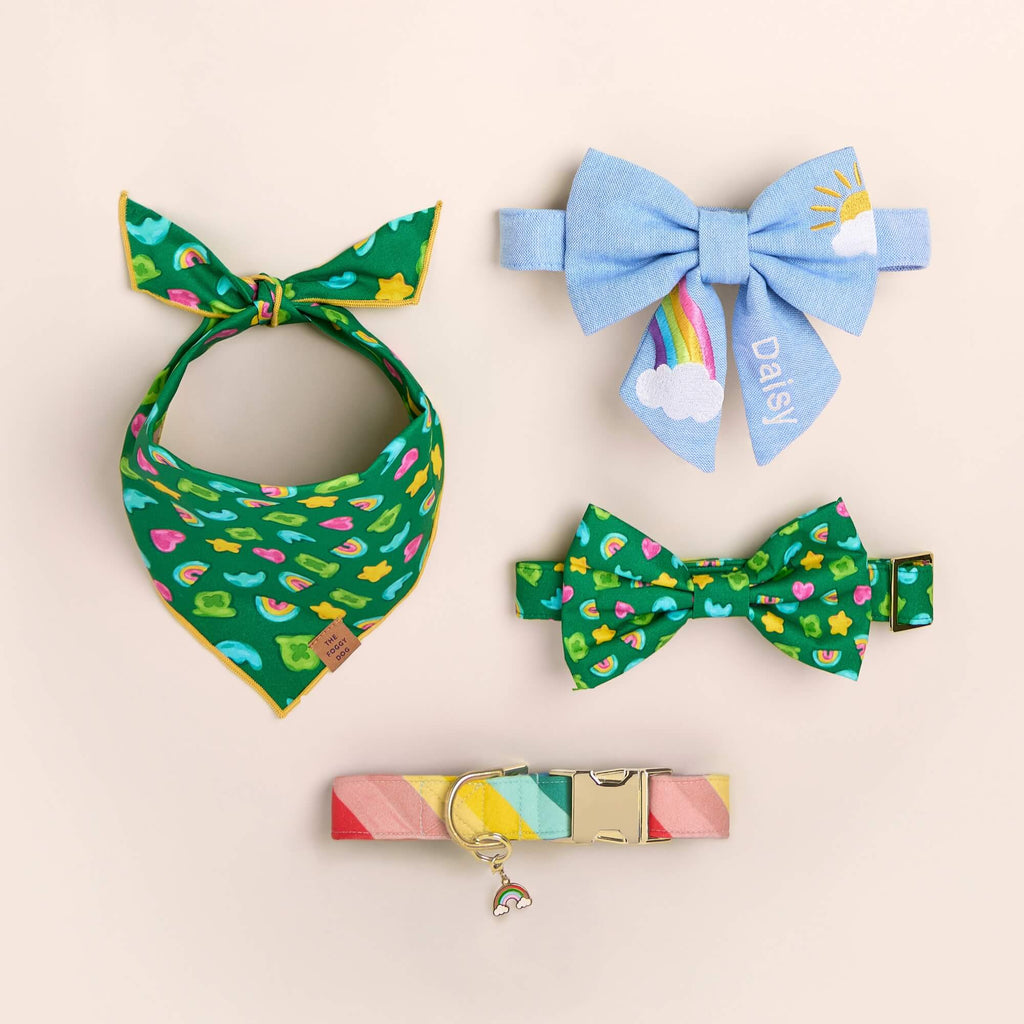 Sunshine and Rainbows Embroidered Lady Bow Collar