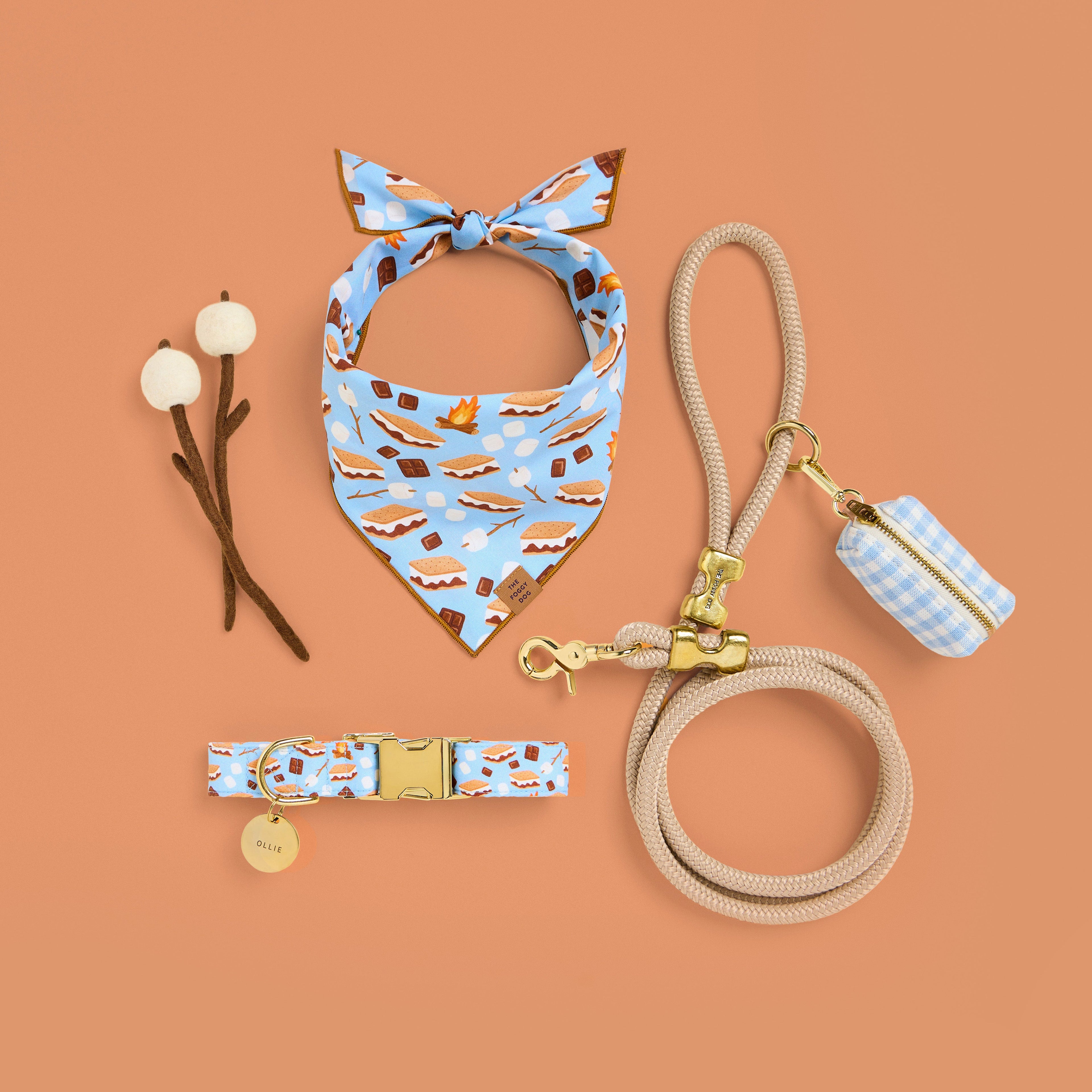 Sky Blue Gingham Waste Bag Holder