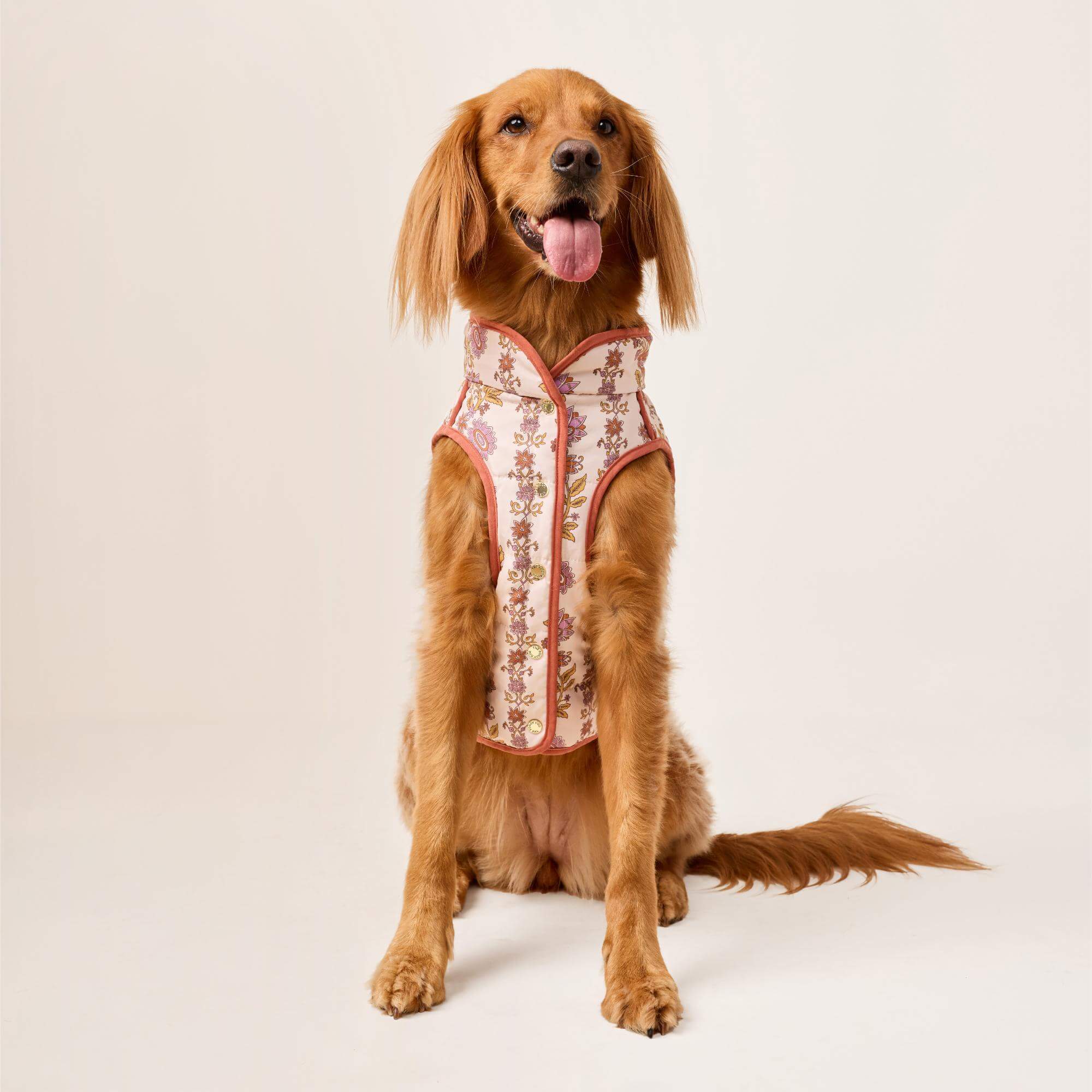 Blockprint Floral Reversible Dog Jacket