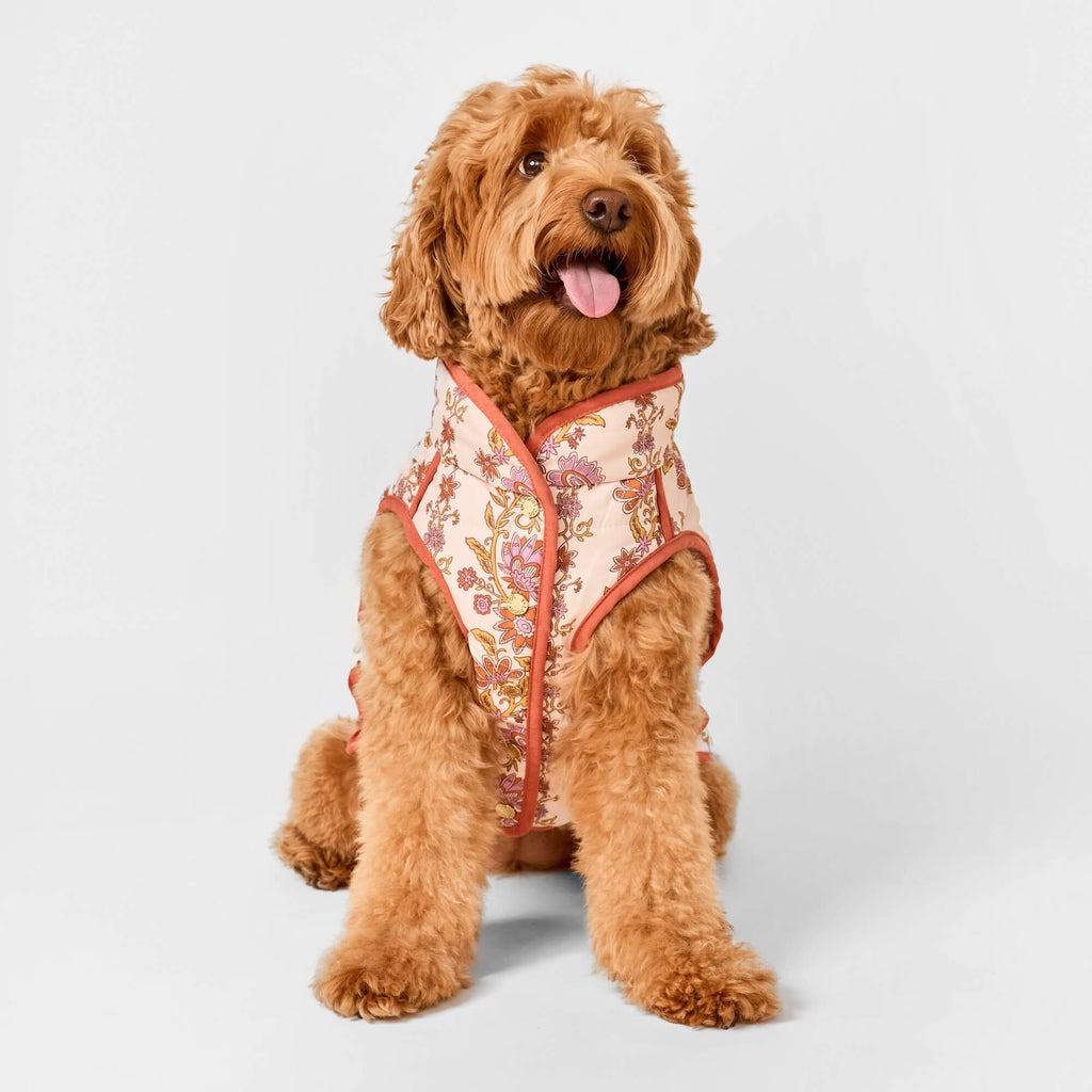 Blockprint Floral Reversible Dog Jacket