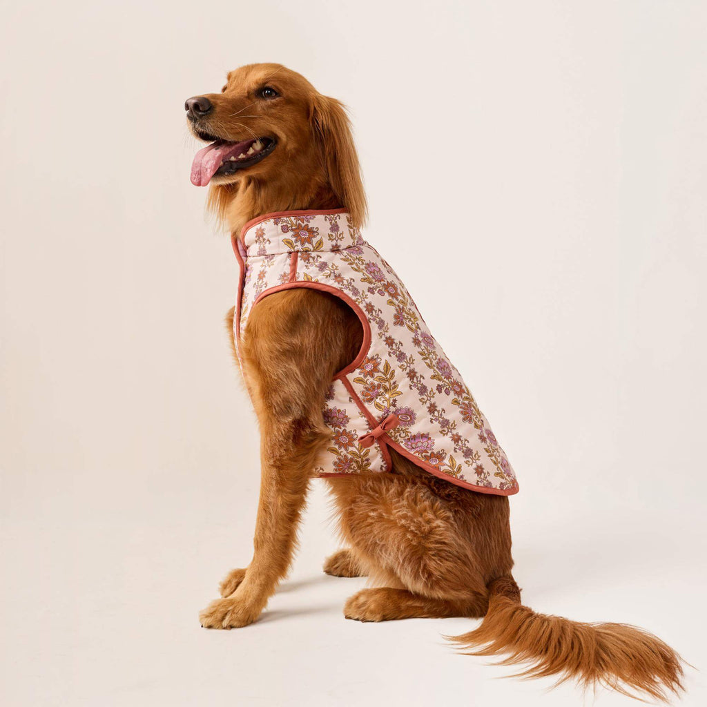 Blockprint Floral Reversible Dog Jacket