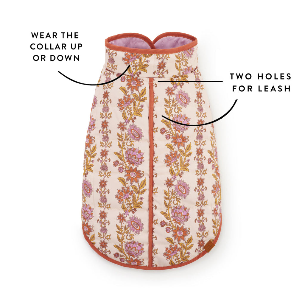 Blockprint Floral Reversible Dog Jacket