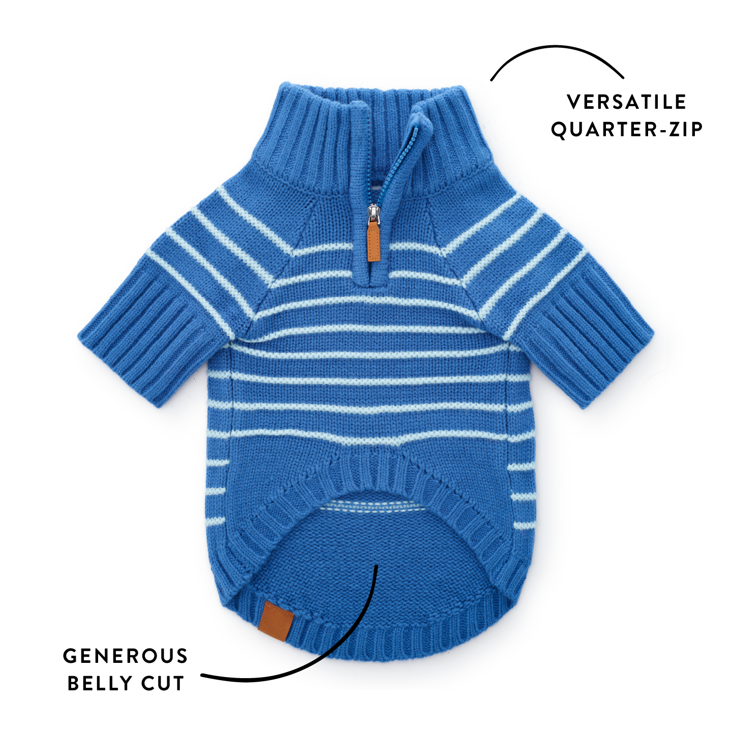 Blue Stripe Quarter-Zip Dog Sweater