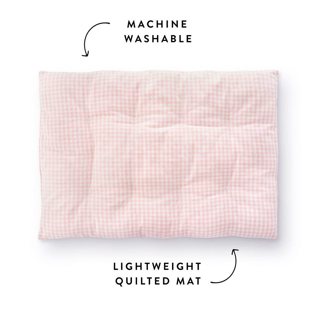 Blush Pink Gingham Dog Travel Mat
