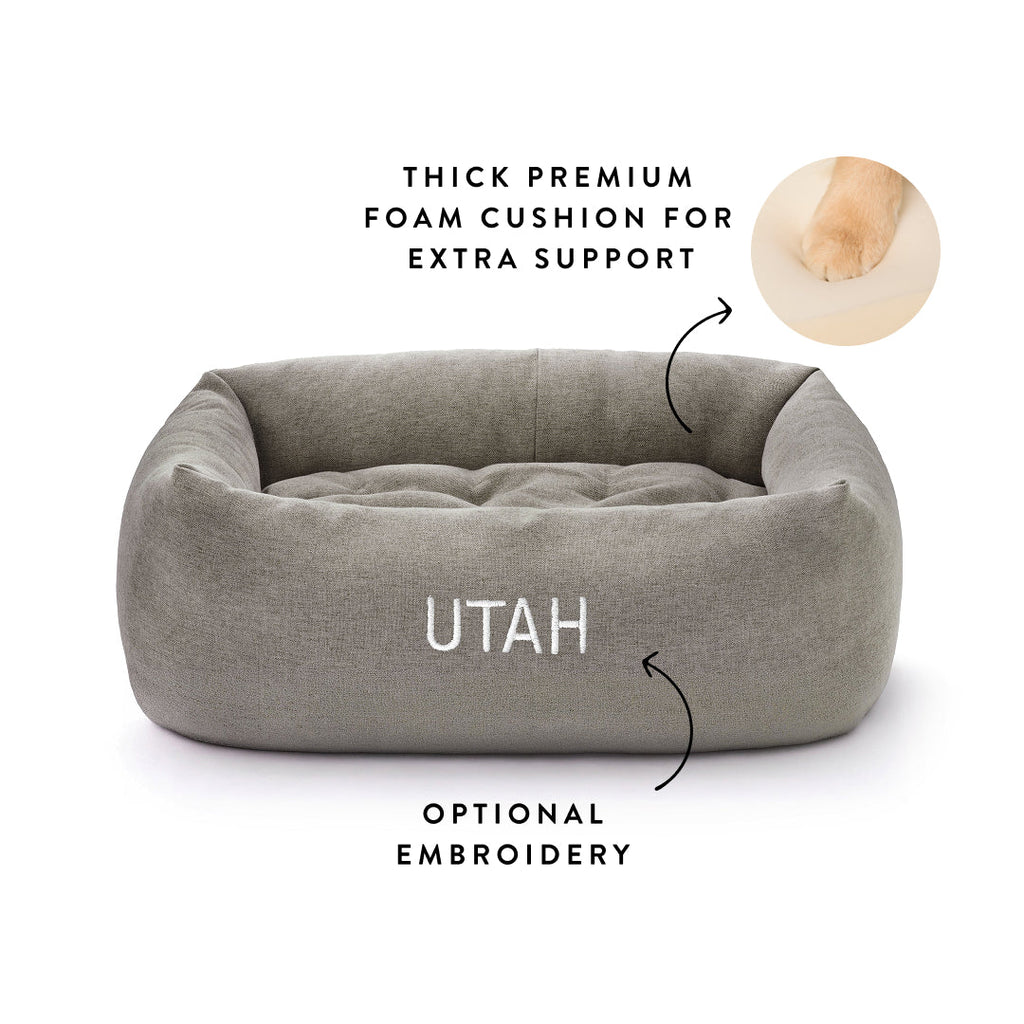Pebble Gray Flannel Bolster Bed