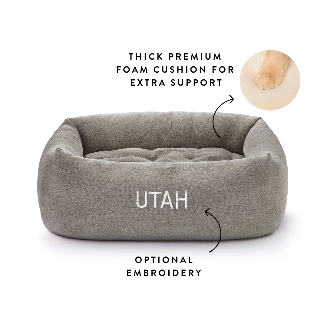 Pebble Gray Flannel Bolster Bed