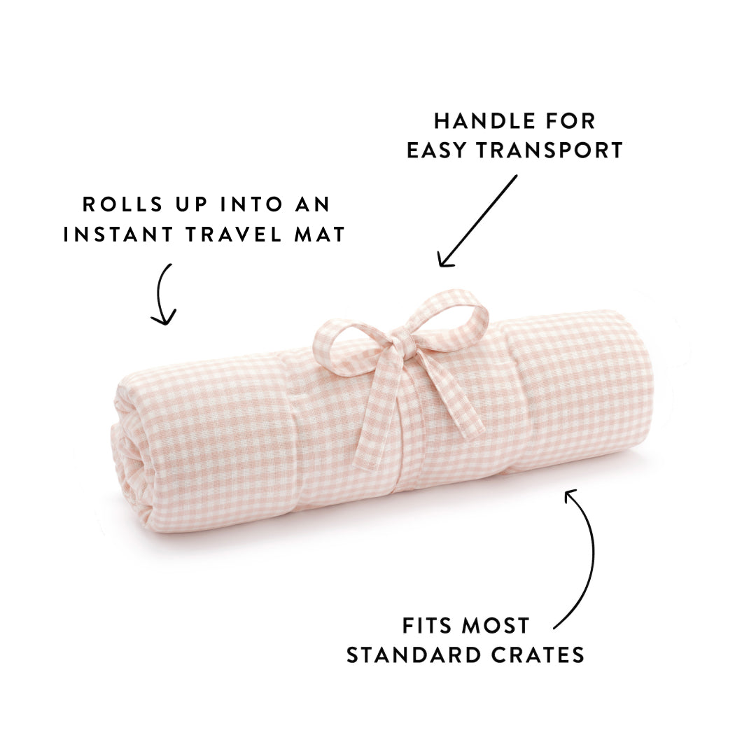 Blush Pink Gingham Dog Travel Mat