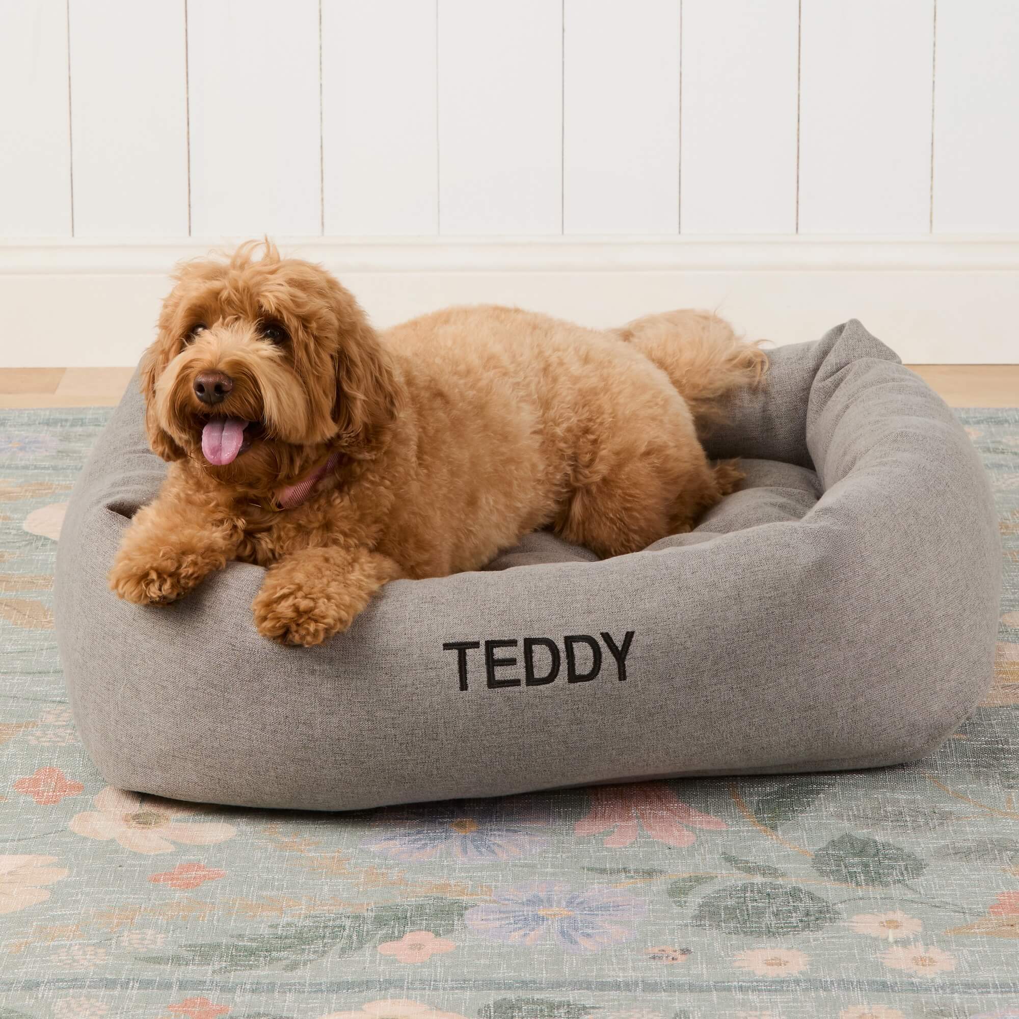 Pebble Gray Flannel Bolster Bed