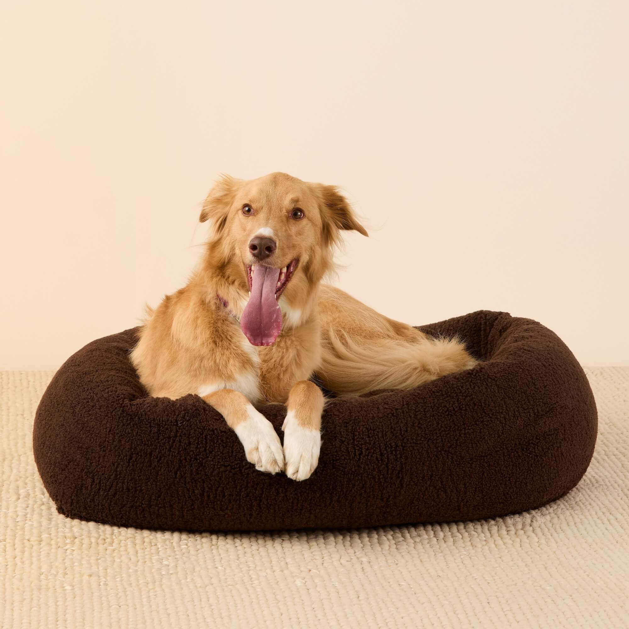 Chocolate Recycled Sherpa Bolster Dog Bed