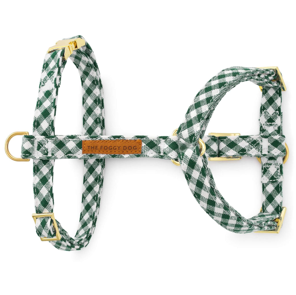 Evergreen Gingham Dog Harness