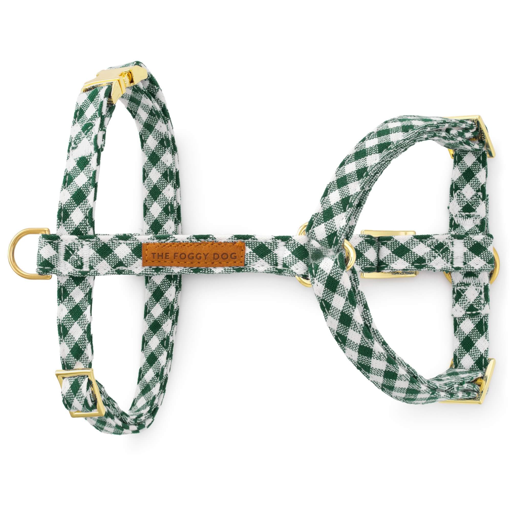 Evergreen Gingham Dog Harness