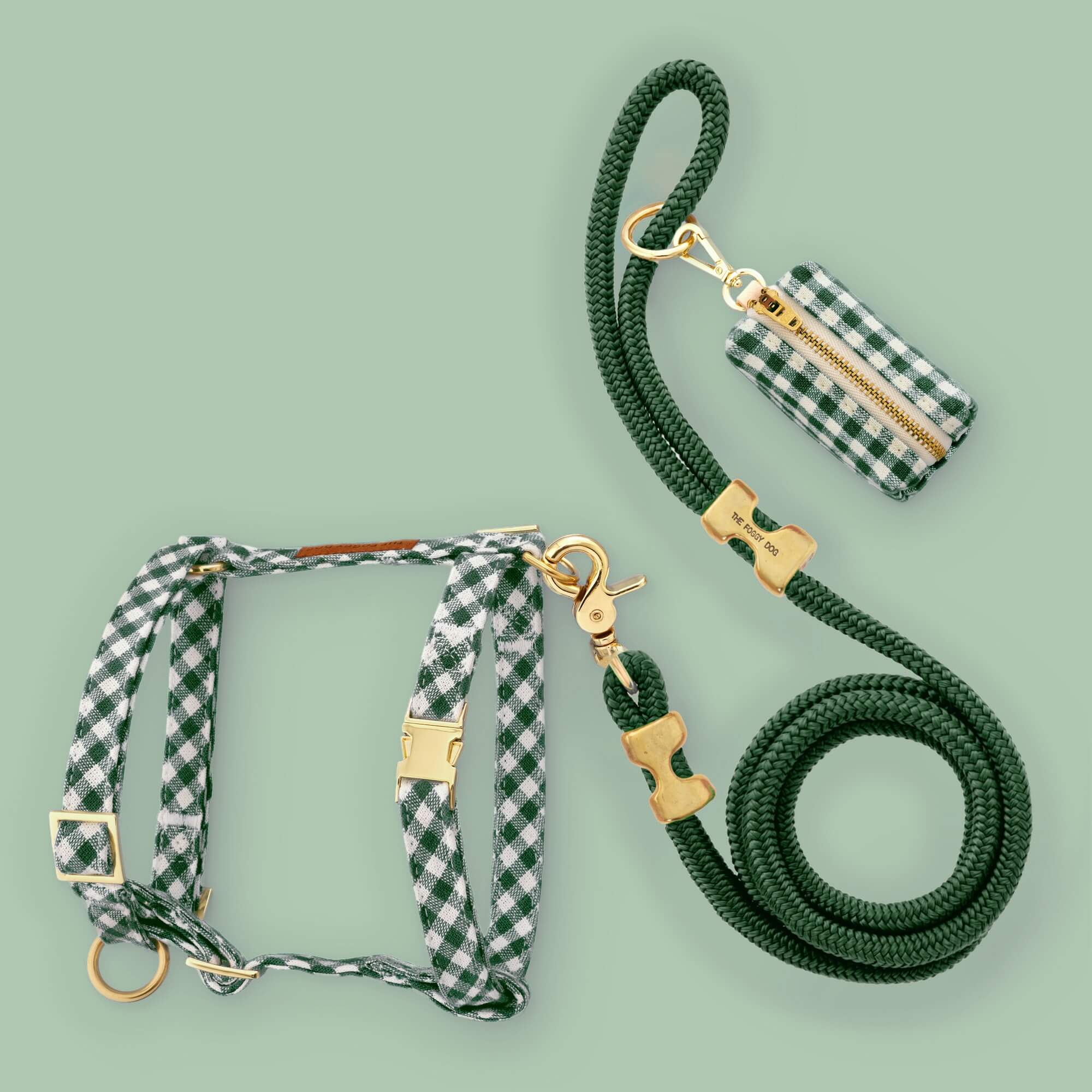 Evergreen Gingham Harness Walk Set