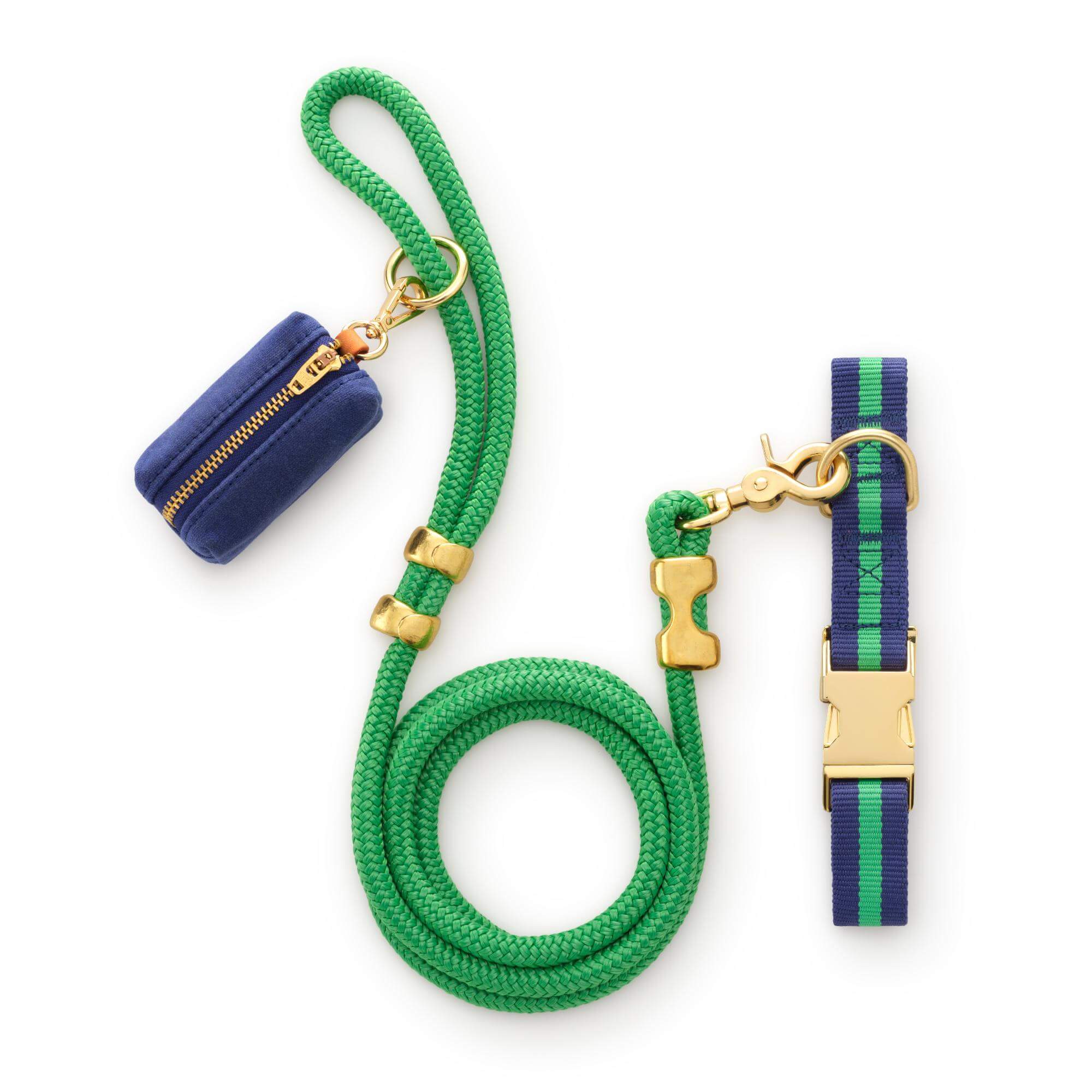 Camden Striped Webbing Collar Walk Set