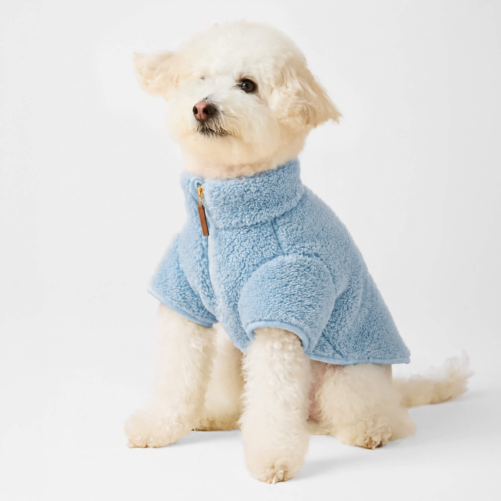 Cornflower Blue Quarter-Zip Sherpa Dog Jacket