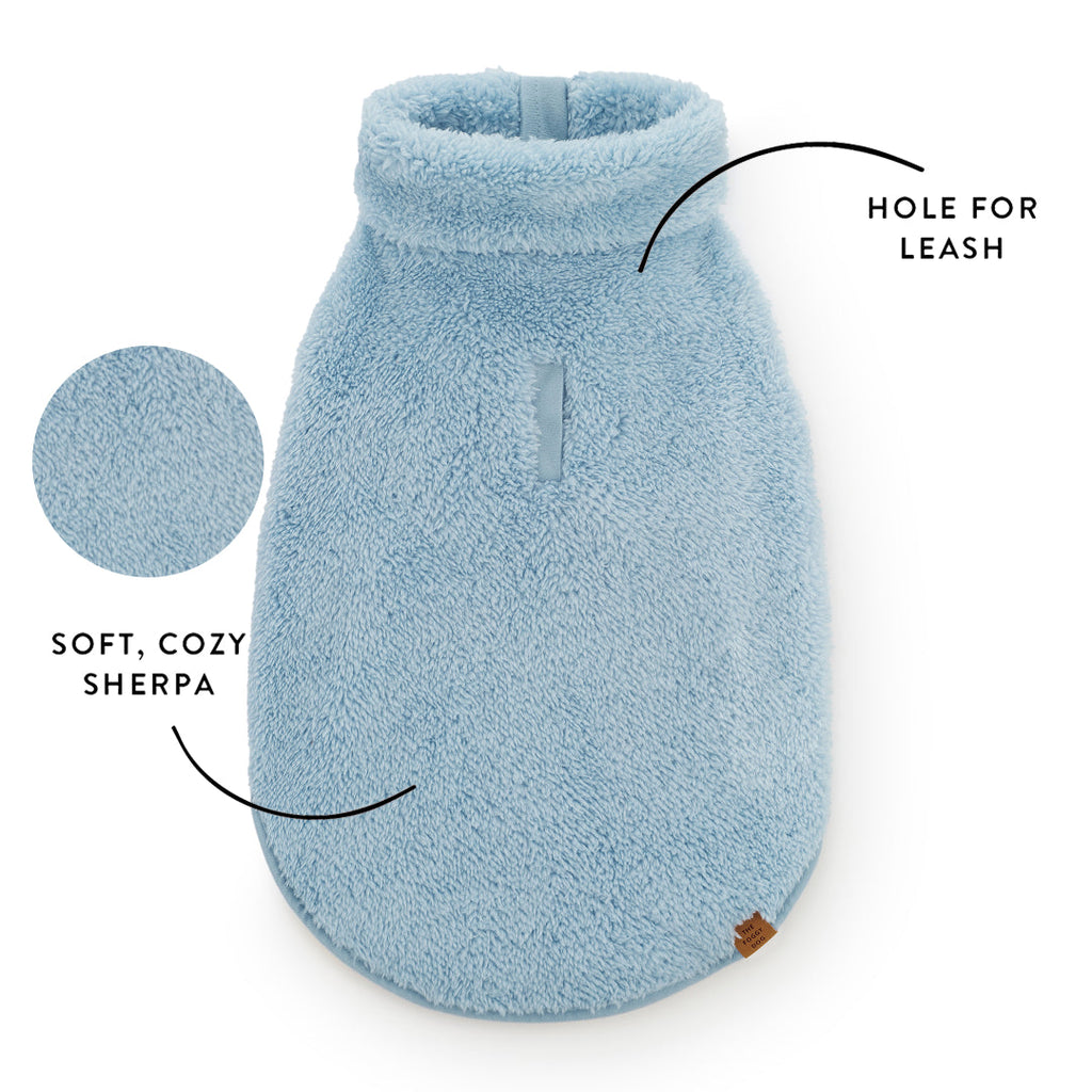 Cornflower Blue Quarter-Zip Sherpa Dog Jacket