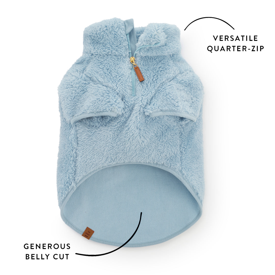 Cornflower Blue Quarter-Zip Sherpa Dog Jacket
