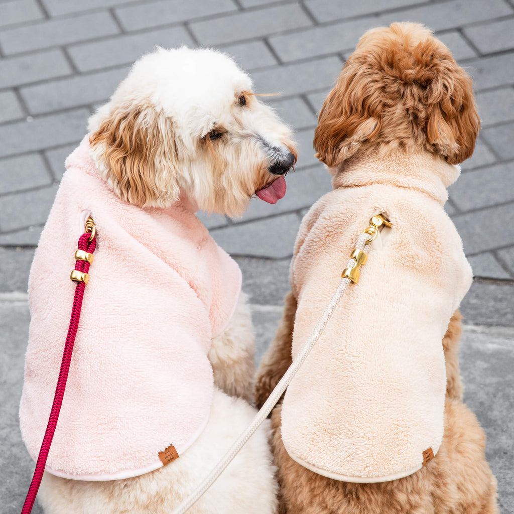Pink Quarter-Zip Sherpa Dog Jacket