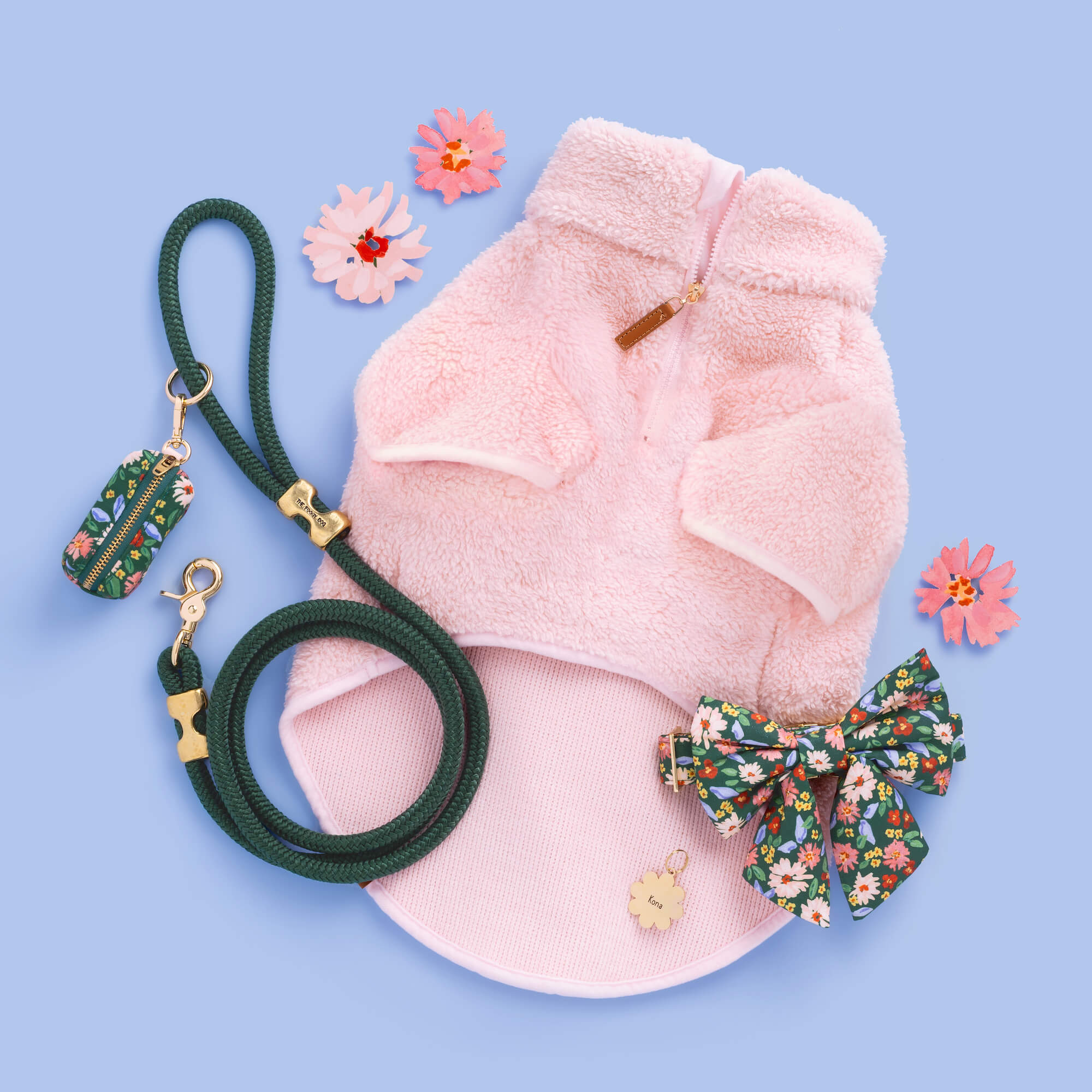 Pink Quarter-Zip Sherpa Dog Jacket