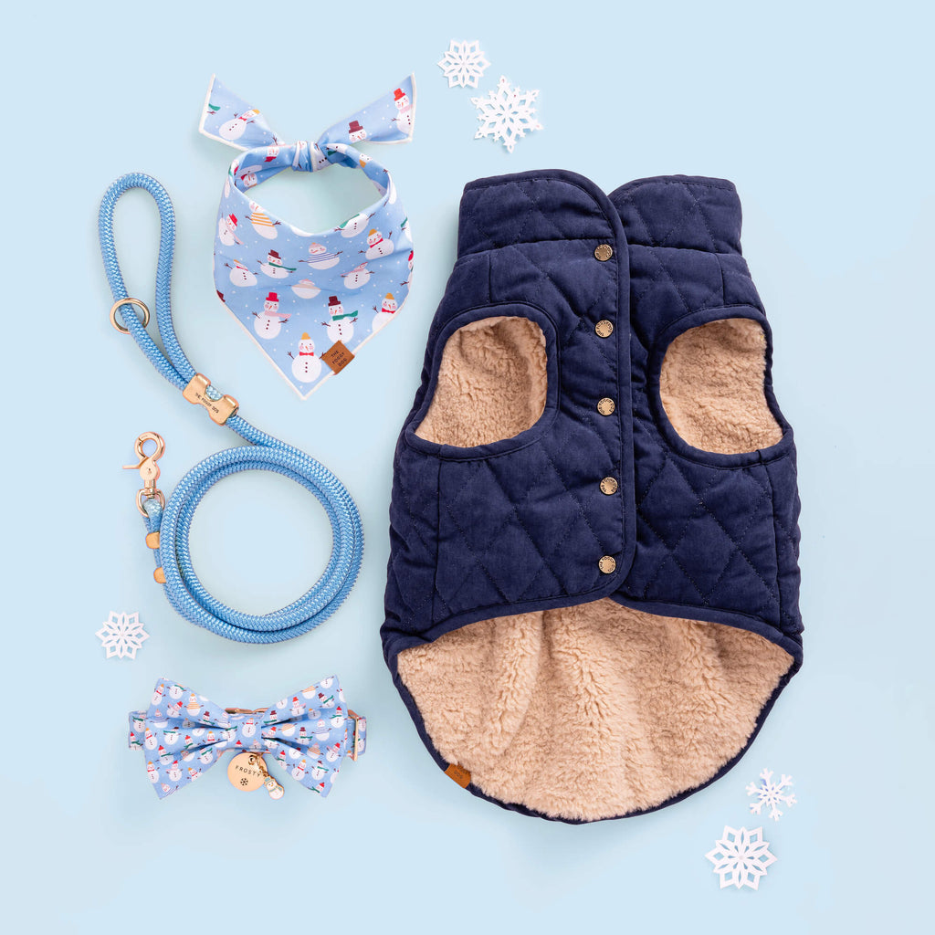Navy Sherpa-Lined Reversible Dog Jacket