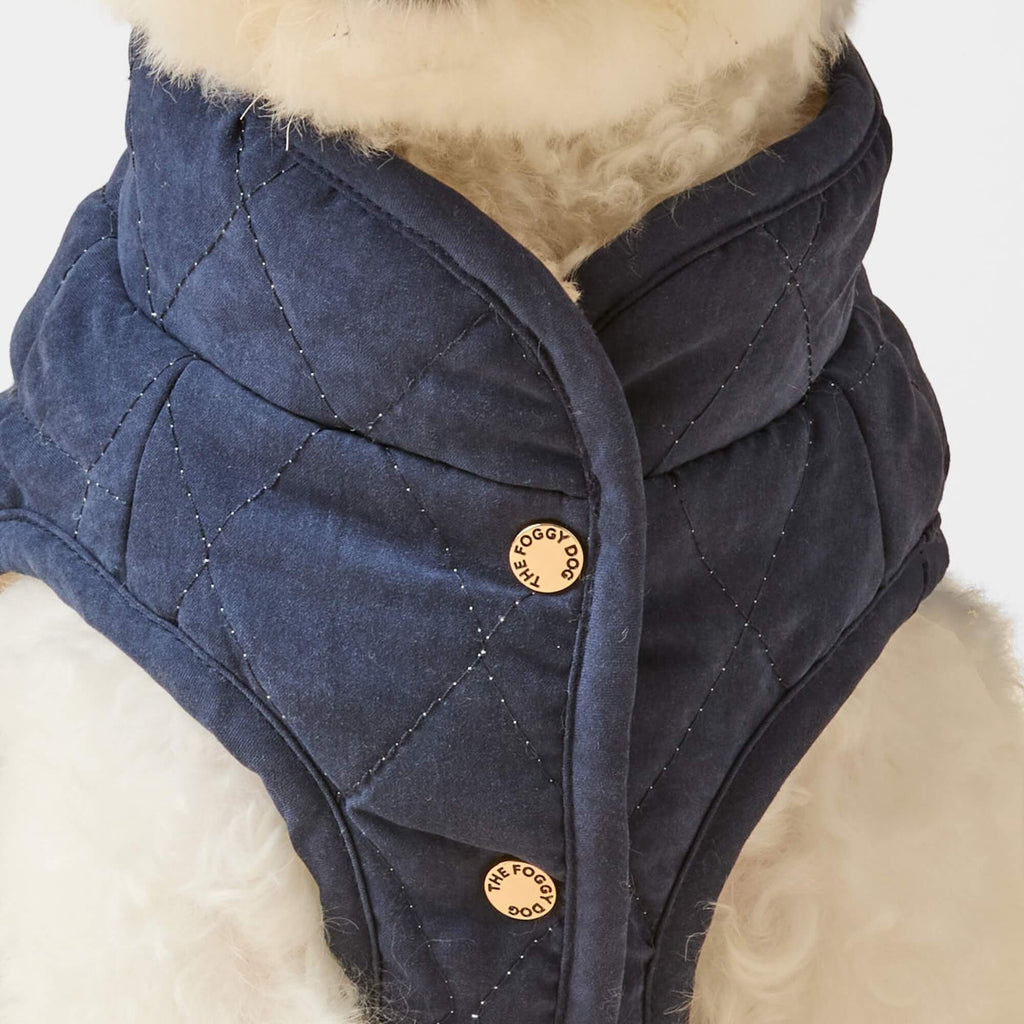 Navy Sherpa-Lined Reversible Dog Jacket