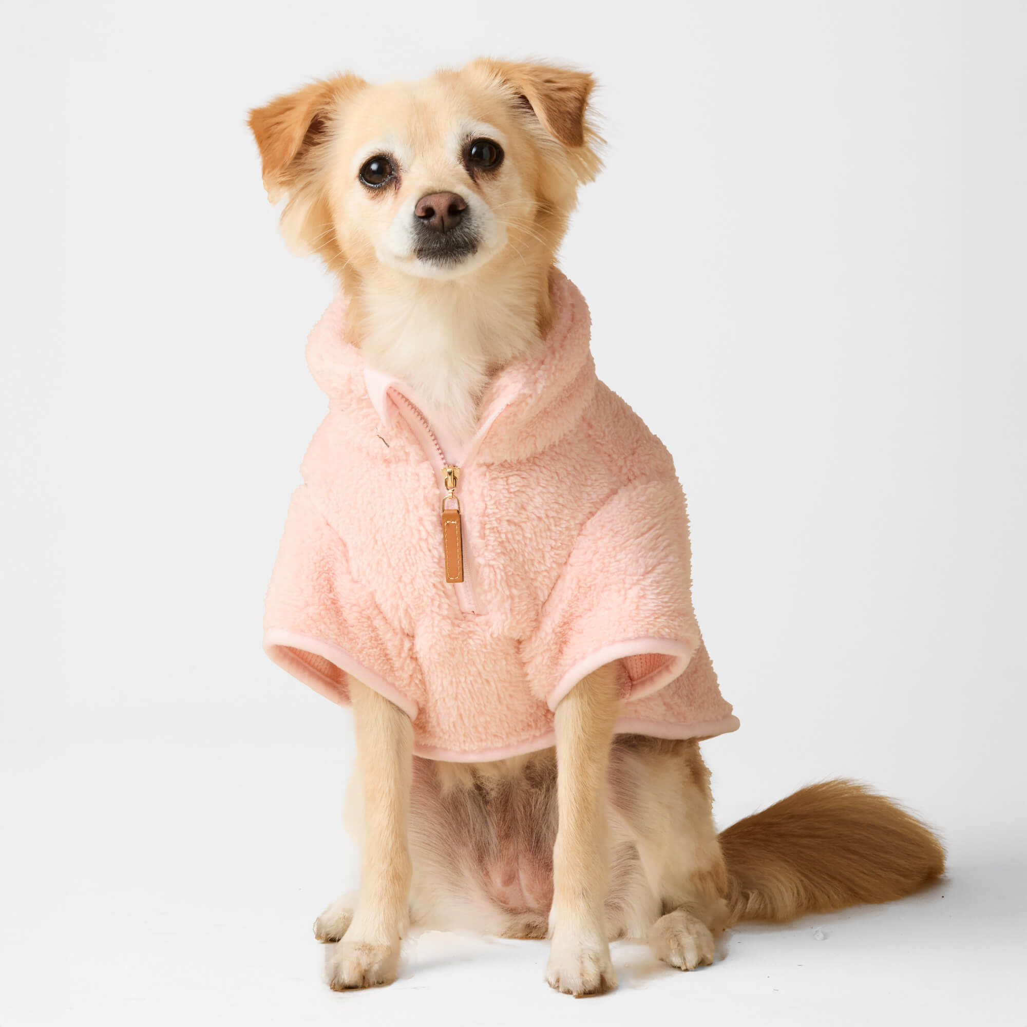 Pink Quarter-Zip Sherpa Dog Jacket