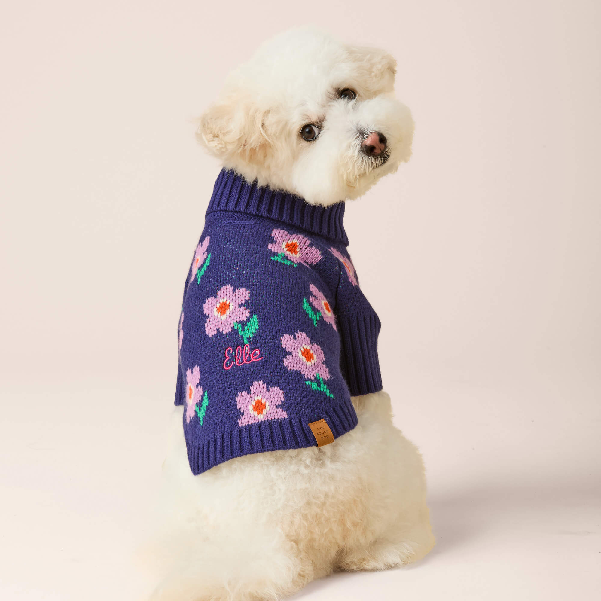 Purple Posies Dog Sweater