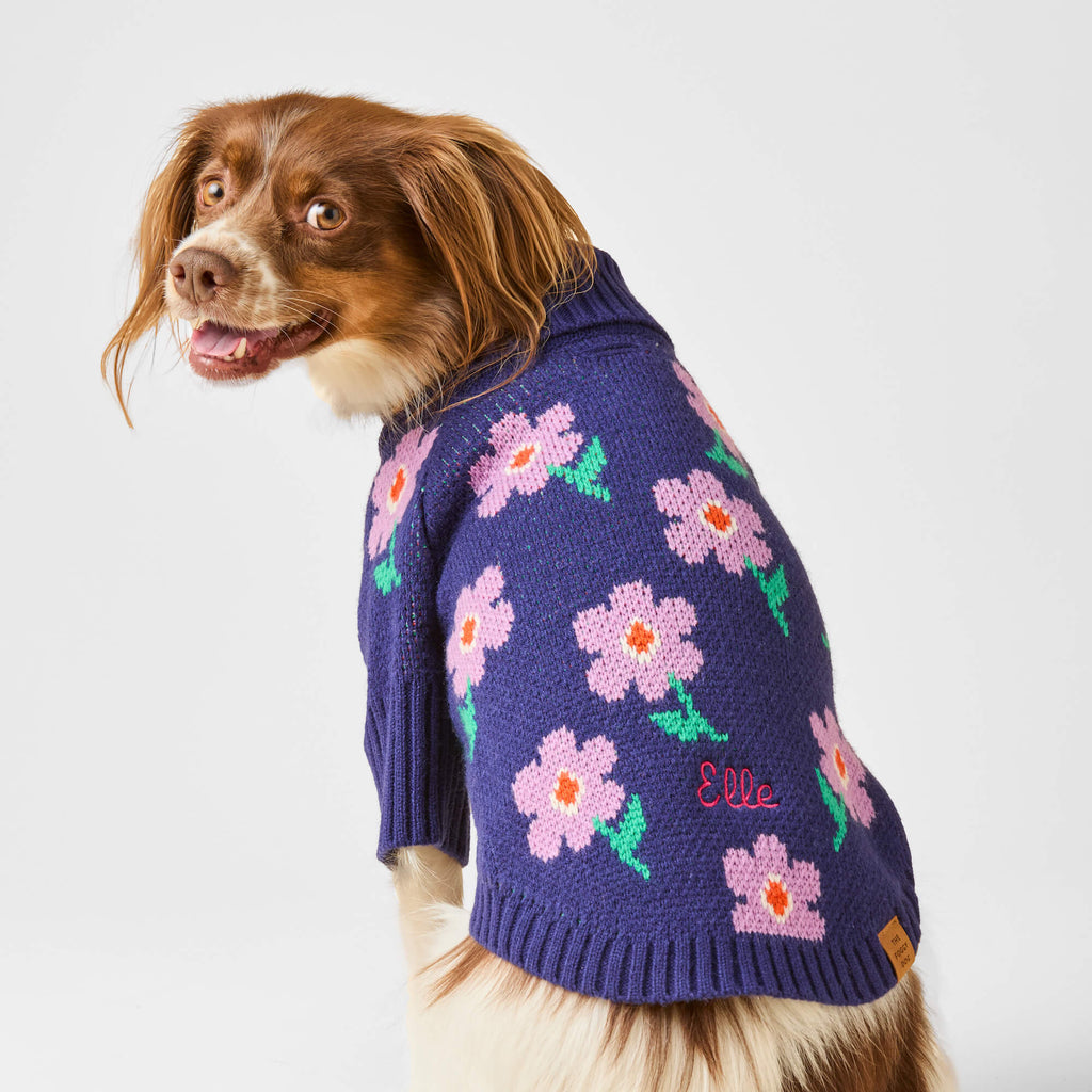 Purple Posies Dog Sweater