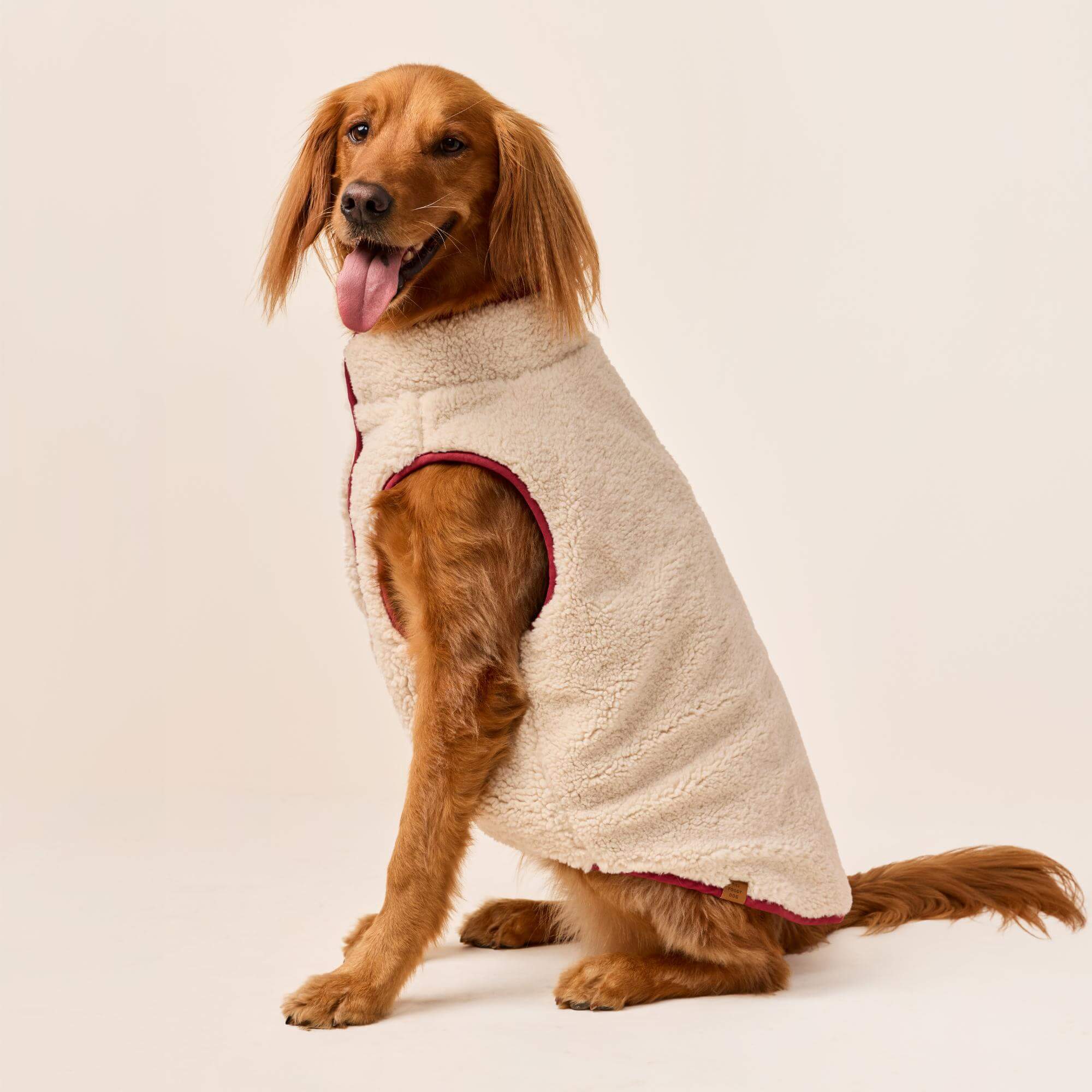 Currant Sherpa-Lined Reversible Dog Jacket