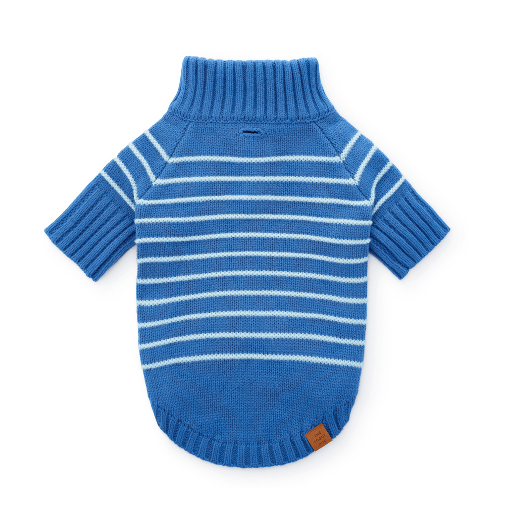 Blue Stripe Quarter-Zip Dog Sweater