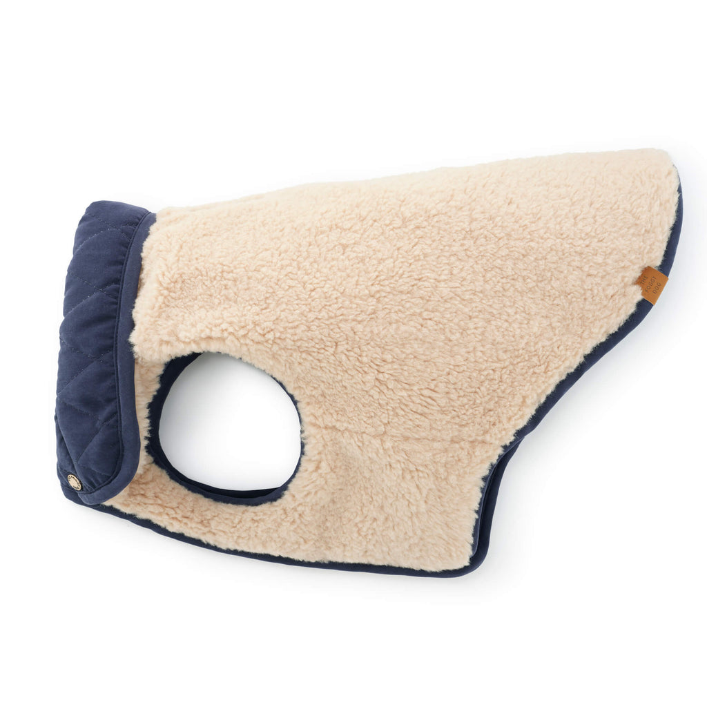 Navy Sherpa-Lined Reversible Dog Jacket