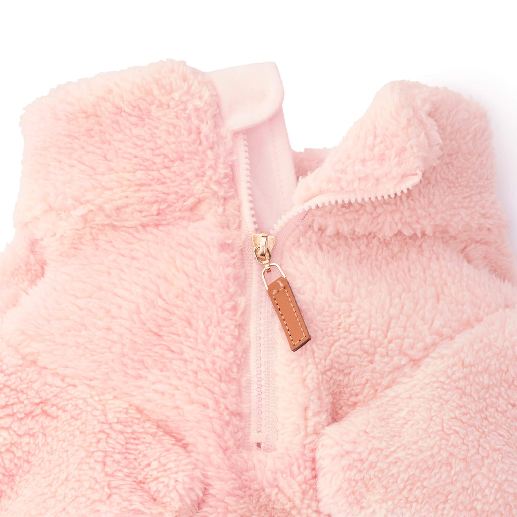 Pink Quarter-Zip Sherpa Dog Jacket