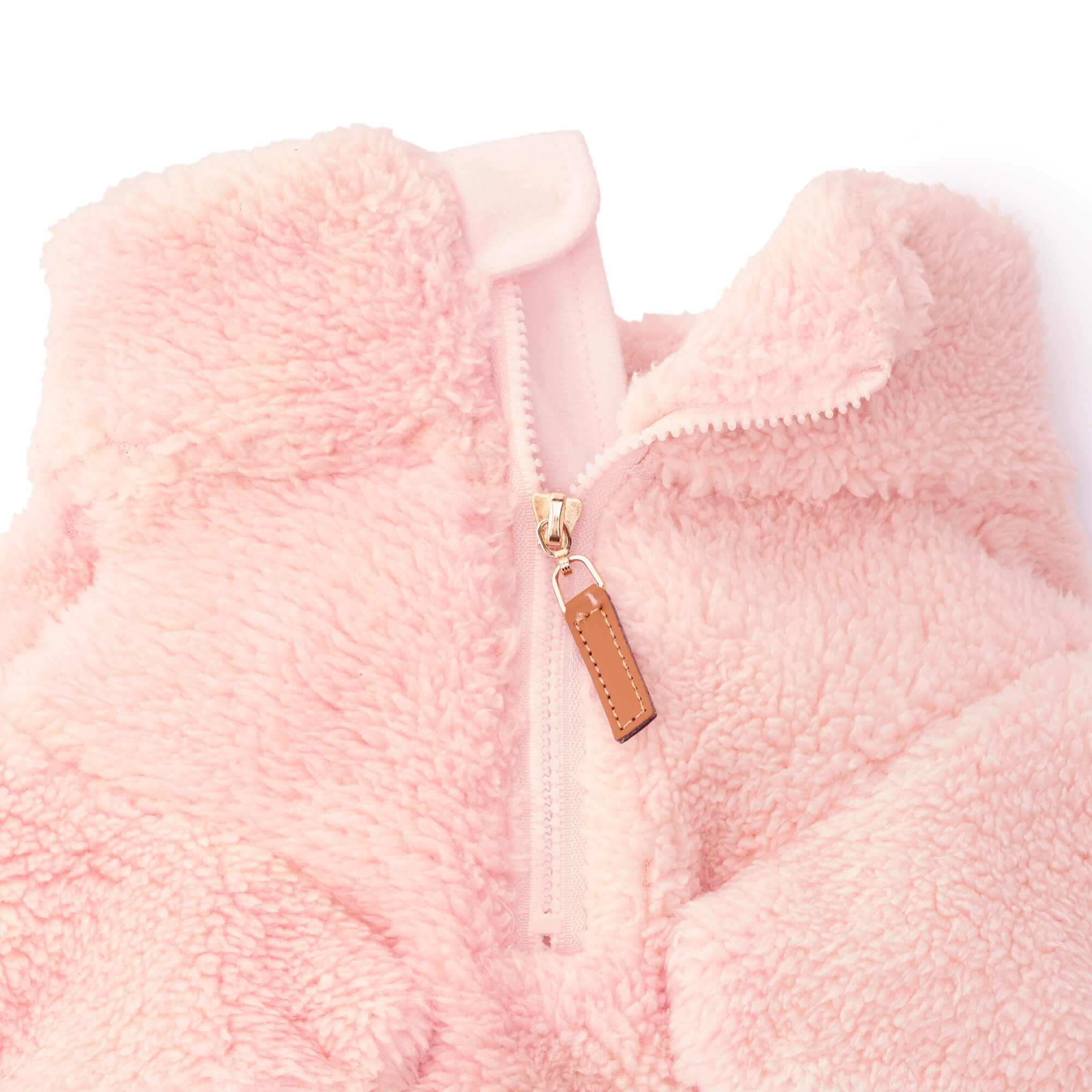 Pink Quarter-Zip Sherpa Dog Jacket