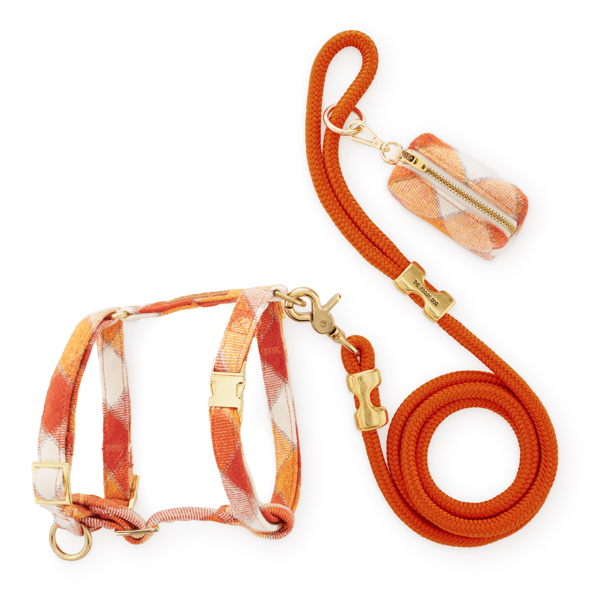 Pumpkin Spice Plaid Flannel Harness Walk Set