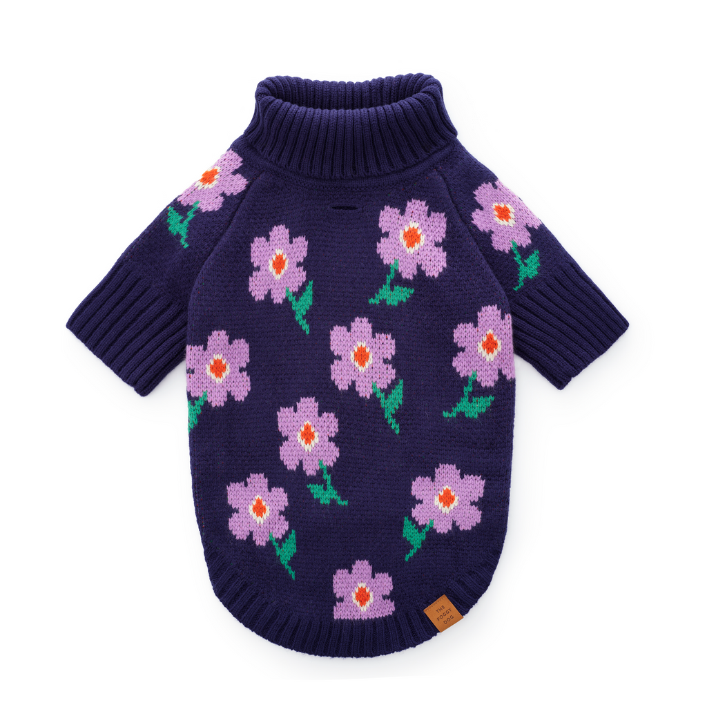 Purple Posies Dog Sweater
