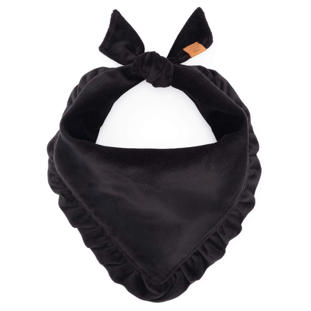 Black Velvet Ruffled Dog Bandana