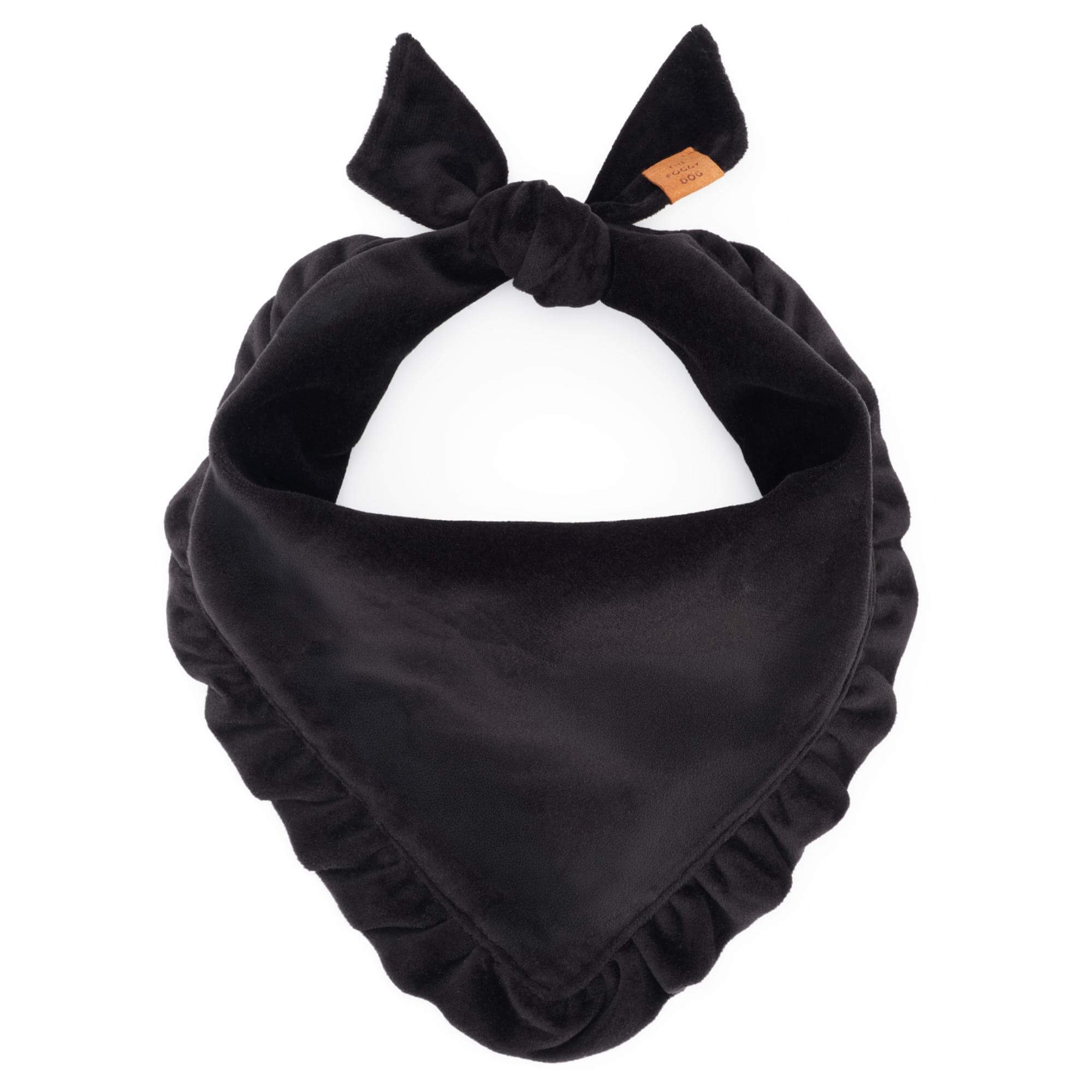 Black Velvet Ruffled Dog Bandana