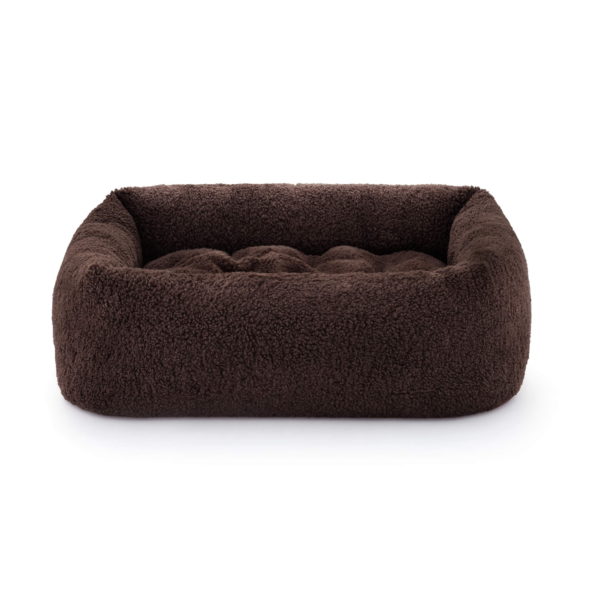 Chocolate Recycled Sherpa Bolster Dog Bed