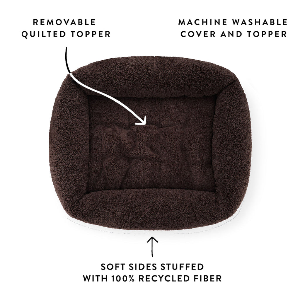 Chocolate Recycled Sherpa Bolster Dog Bed