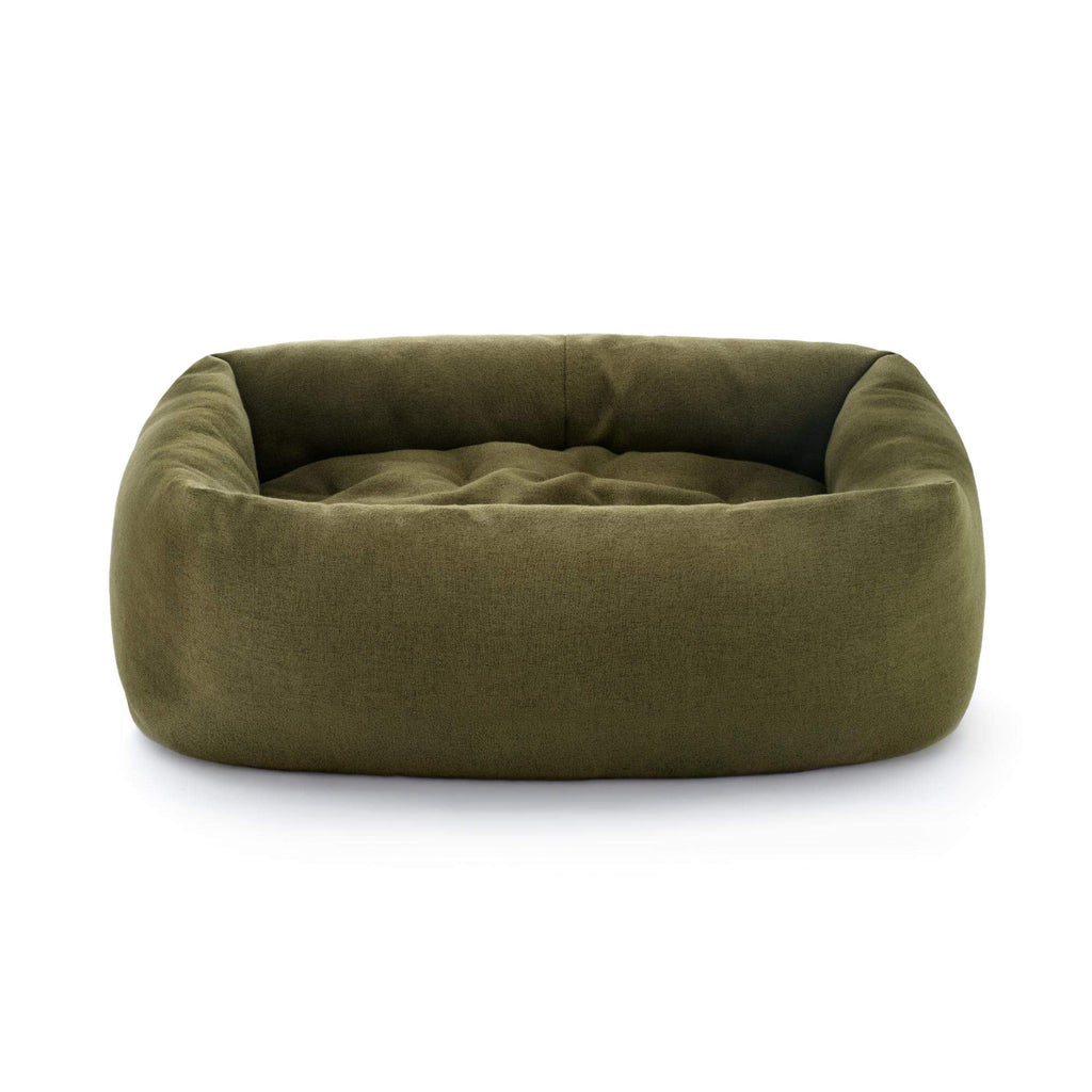 Olive Flannel Bolster Dog Bed