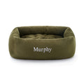 Olive Flannel Bolster Dog Bed