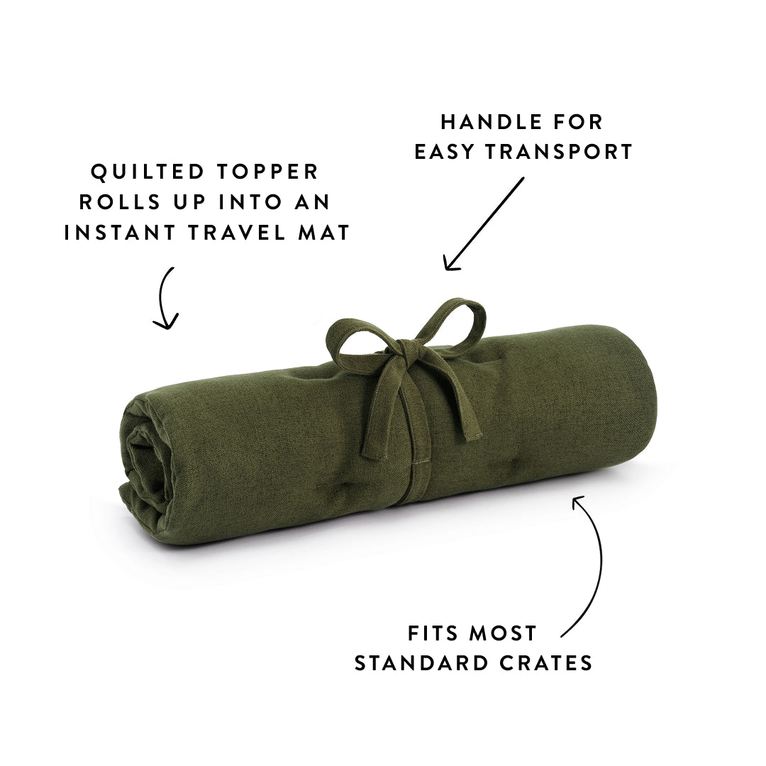 Olive Flannel Bolster Dog Bed