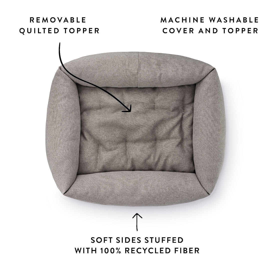 Pebble Gray Flannel Bolster Bed