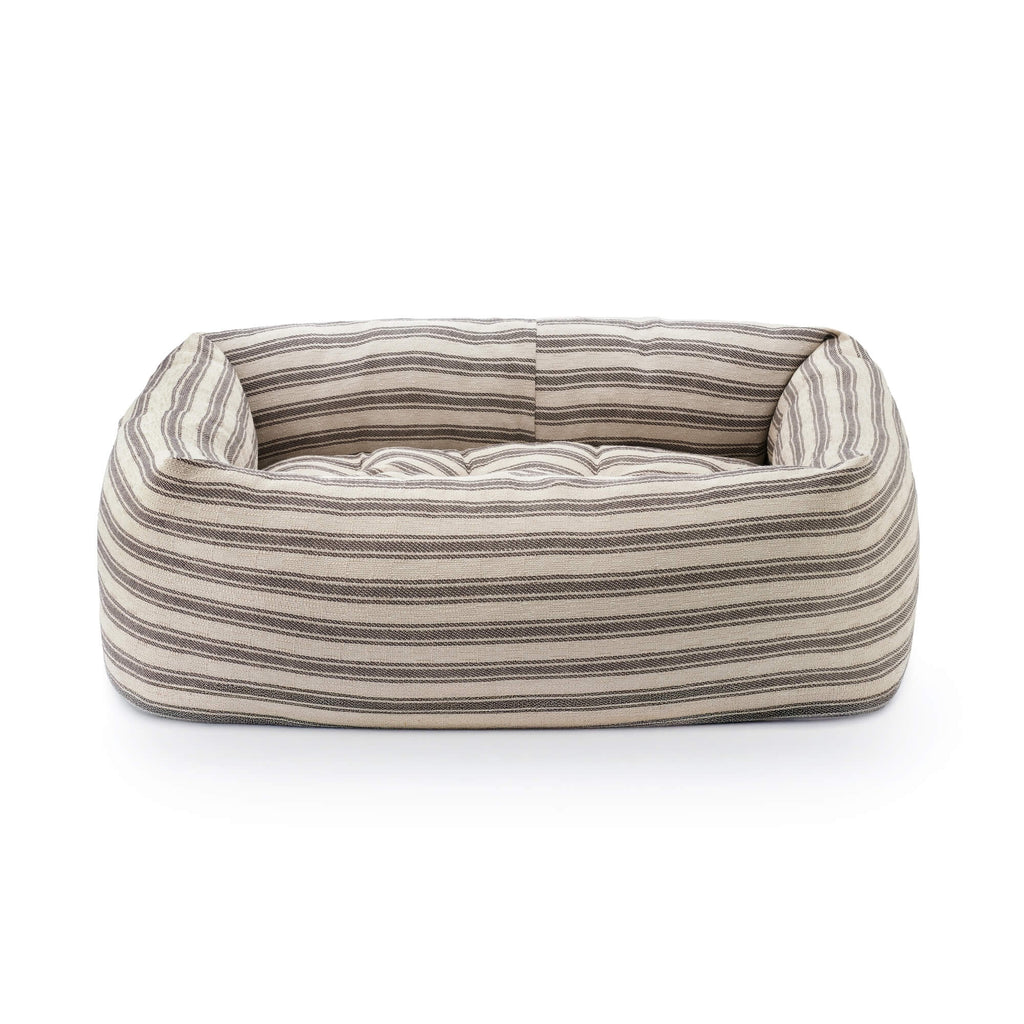 Ticking Stripe Bolster Dog Bed