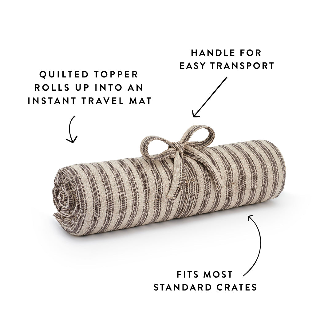 Ticking Stripe Bolster Dog Bed