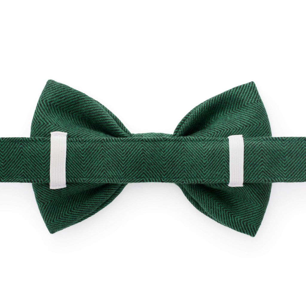 Evergreen Herringbone Flannel Bow Tie Collar