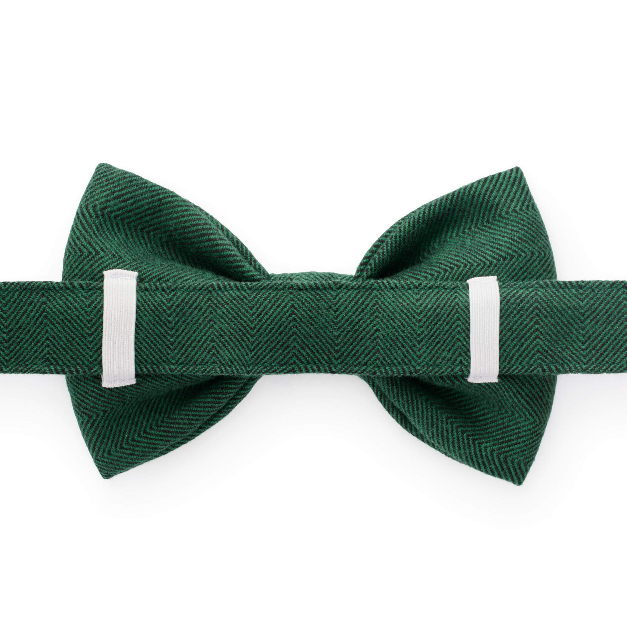 Evergreen Herringbone Flannel Bow Tie Collar