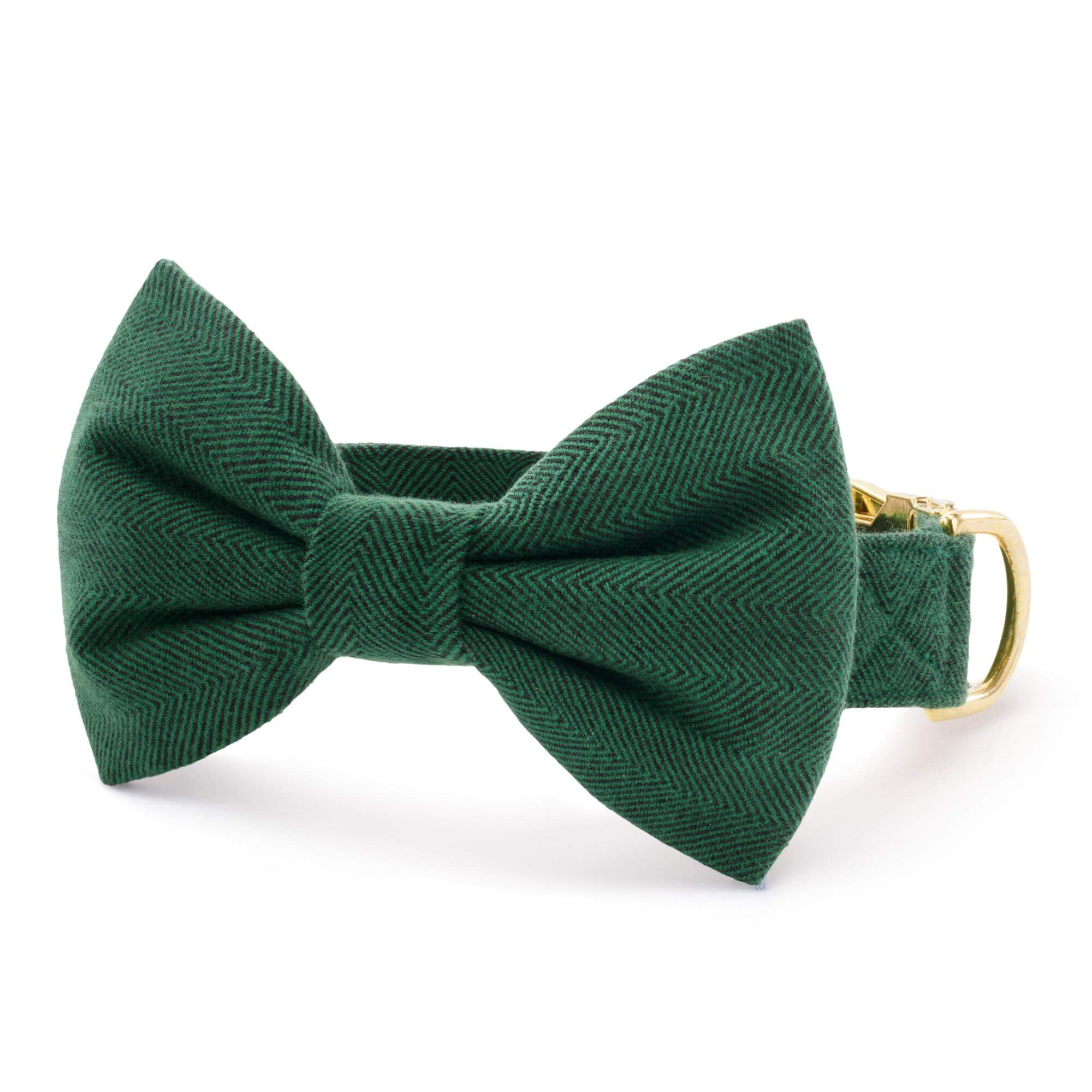 Evergreen Herringbone Flannel Bow Tie Collar